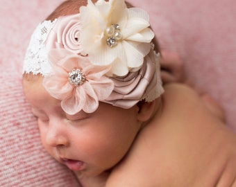 Bandeau pour bébé, bandeau pour bébé fille, bandeau pour nouveau-né, bandeau pour bébé, bandeaux pour bébé, nœuds pour cheveux de bébé, bandeau à fleurs, bandeau en dentelle pour fille.