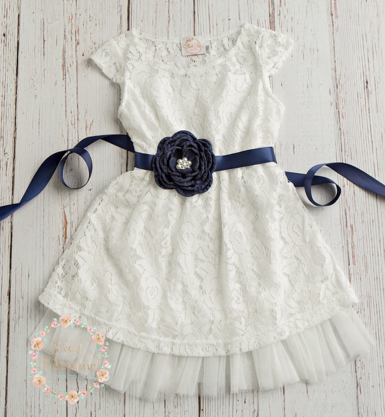 Navy Blue Flower Girl Dress Rustic Flower Girl Dress Country Etsy
