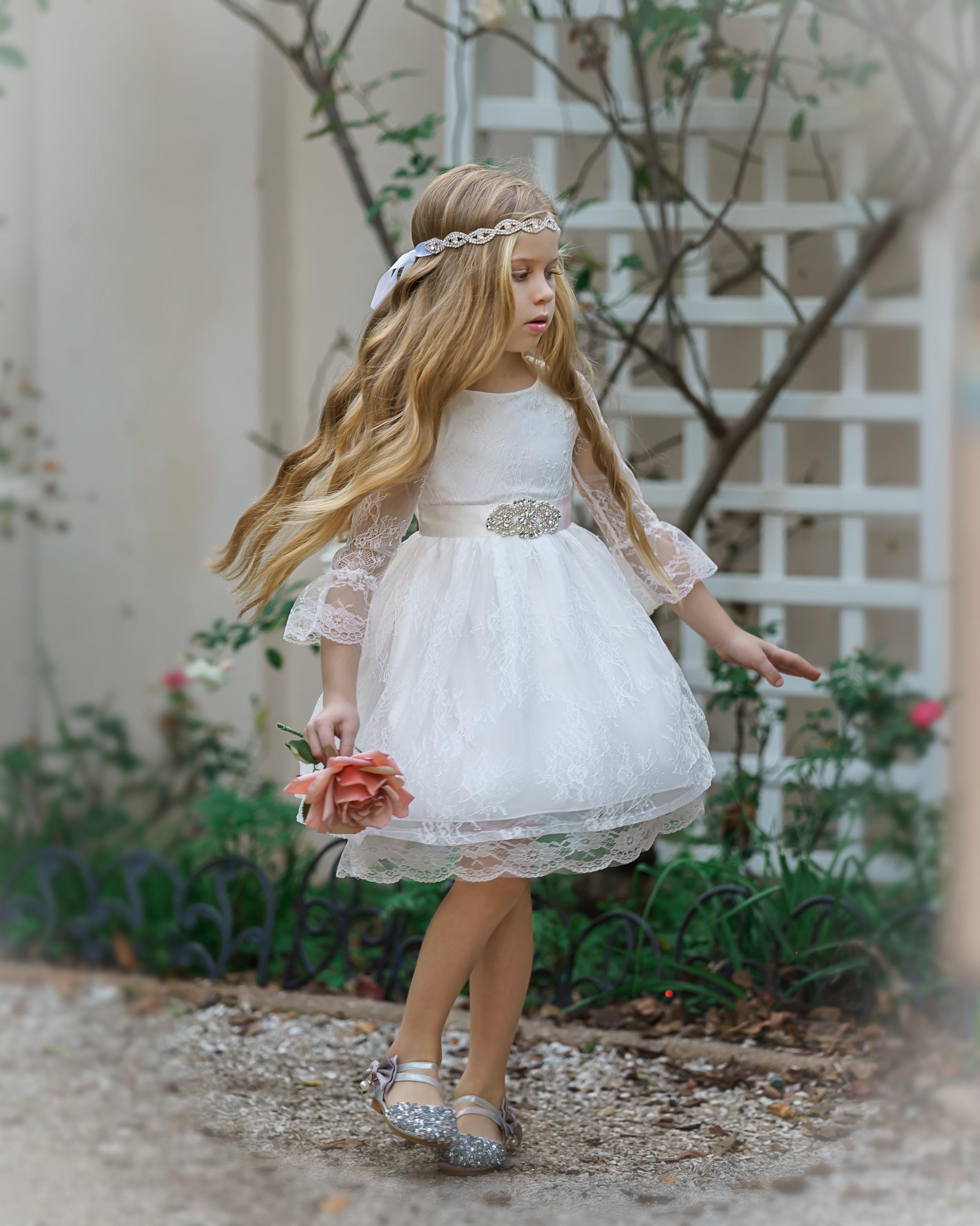 Mermaid Costume Toddler Lace Flower Girl Dresses 2024 White Tulle