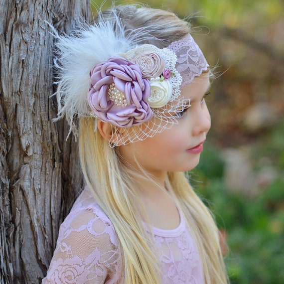 Bandeau cheveux fille liane fleurs roses cérémonie mariage - Fil de Légende