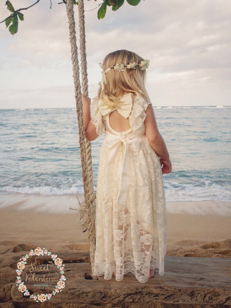 Beach flower girl dress junior bridesmaid dress rustic Etsy