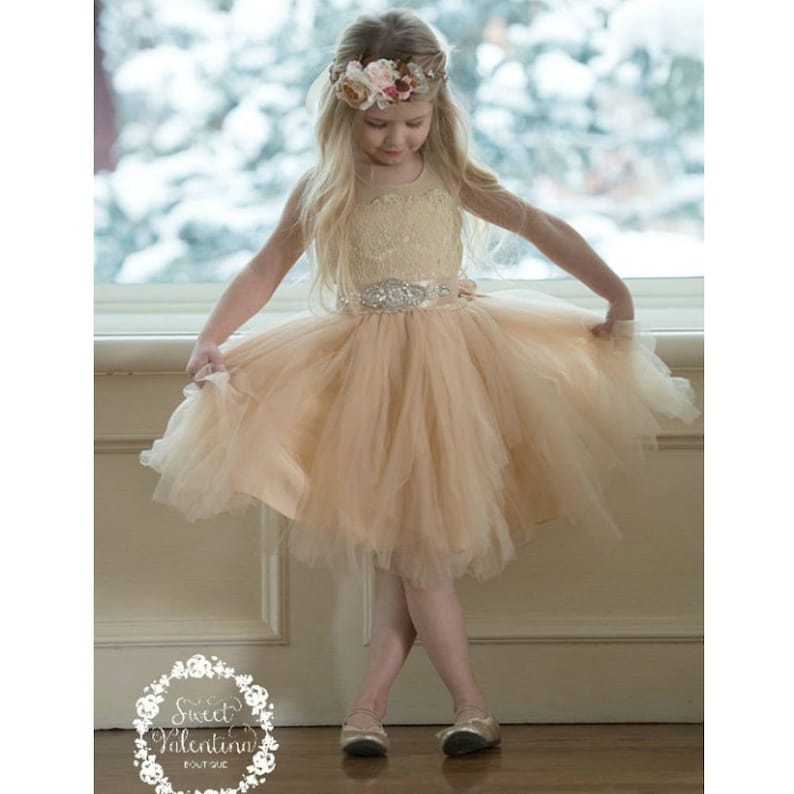 white tulle flower girl dress