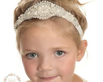Baby headband,bridal headband, baptism headband,flower girl headband Gatsby, Wedding headband, Christmas headband,Christening headband.
