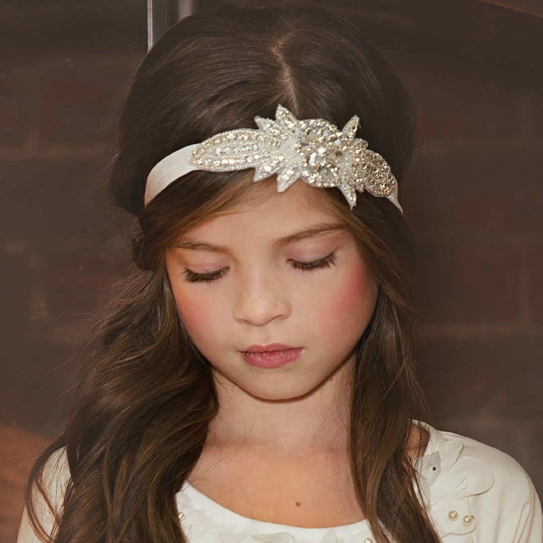 Flower Girl Headband Baby Girl Headband Rhinestone Headband Etsy