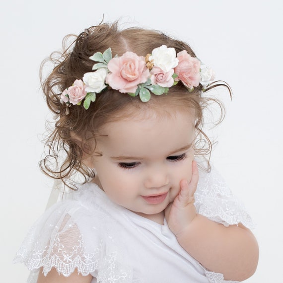 Corona de flores de primavera, tiara de flores para niños pequeños, corona  floral para bebés, halo de flores, corona de flores boho, corona de niña de  flores, corona de cabello floral 