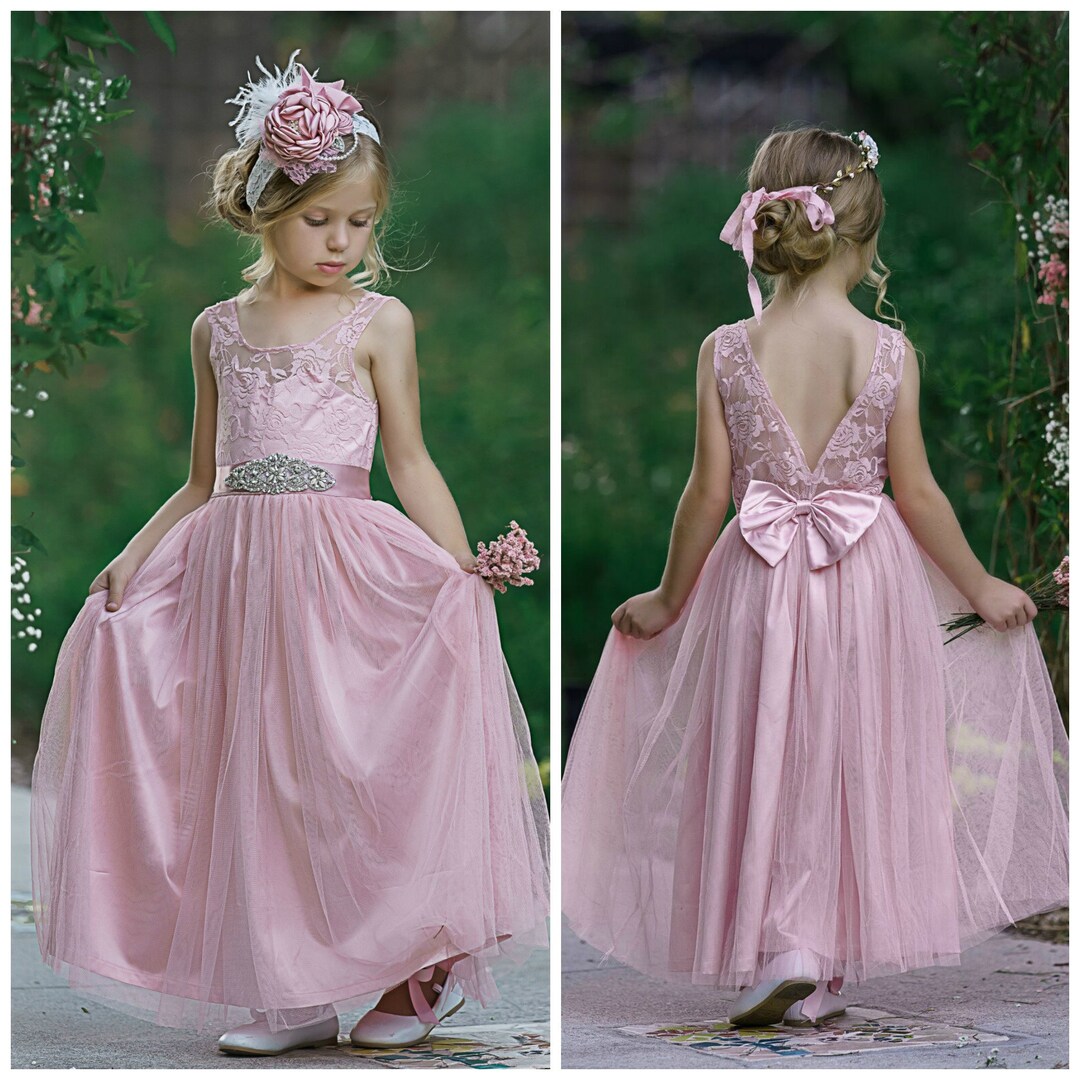 SALE Dusty Rose Flower Girl Dress, Flower Girl Dresses, Girls Dresses