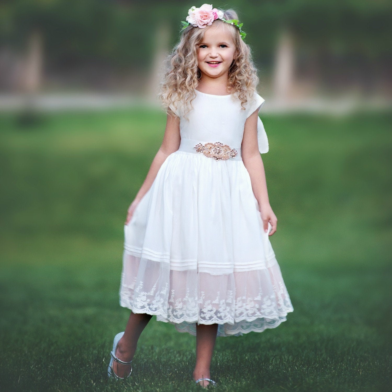 US Seller White Baby Toddler First Communion A-Line Wedding Flower Girl Dress 