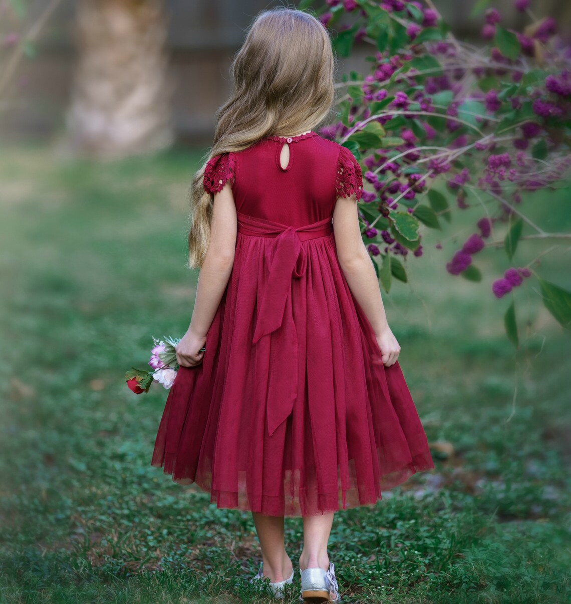 Tulle Flower Girl Dress Burgundy Lace Flower Girl Dresses Etsy