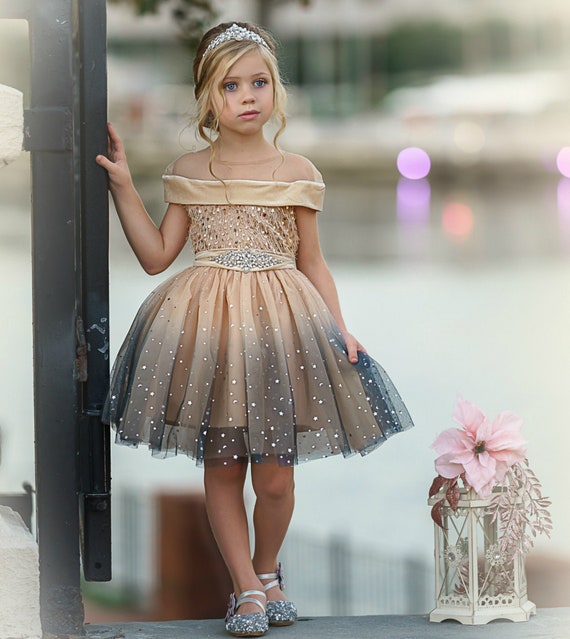 gold flower girl dresses