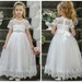 White Lace Flower girl dress, Tulle Rustic flower girl dress, Communion dress, Flower girl dresses, Baptism dress, baby girl lace dress 187 