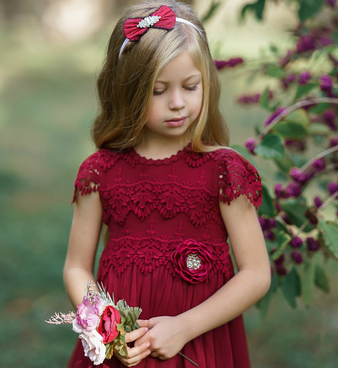 Tulle Flower Girl Dress Burgundy Lace Flower Girl Dresses | Etsy