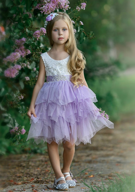 Vestido gomillas flores lavanda - Numabela - Moda infantil