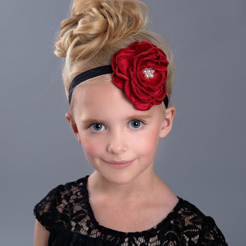 Red Baby Headband newborn Headbandbaby Headbandsflower Etsy