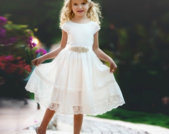 Lace flower girl dress,Off White Flower Girl Dresses,Rustic flower girl dress,Bohemian Flower Girl dress,Country Chic Flower Girl Dress 50