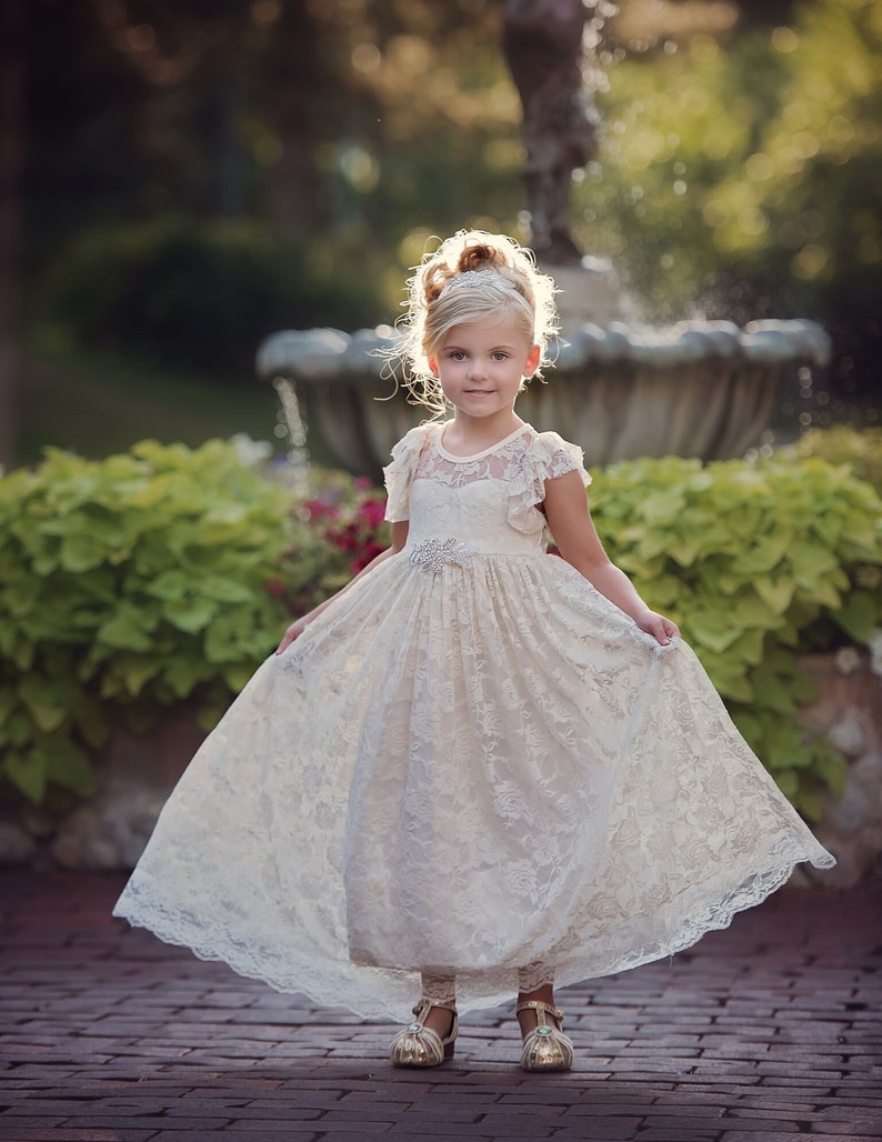 Lace girl dress flower girl dress flower girl dresses Dusty Etsy