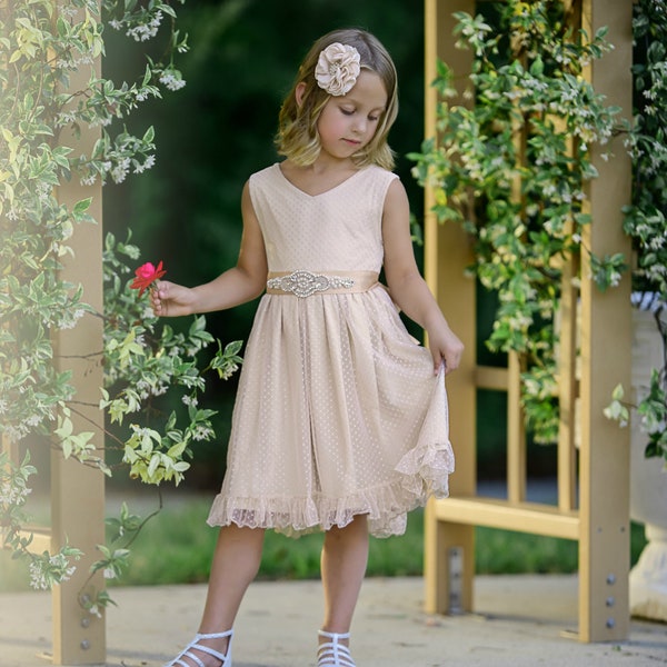Champagne Flower Girl Dress Etsy