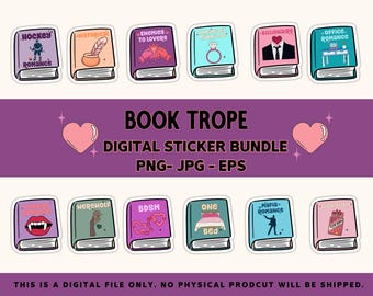 Spicy Book Trope Stickers: Romance Reader PNG Set (Digital Download)