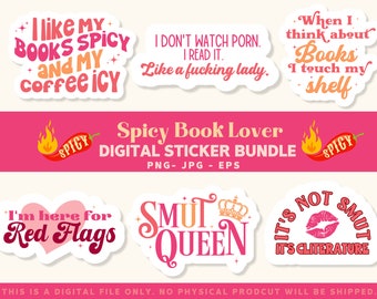 Spicy Book Lover Stickers: Smut Queen PNG Bundle (Digital Download)