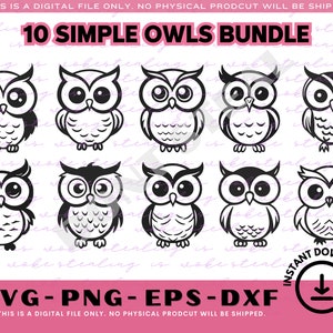 Simple Owl SVG Bundle | Teachers | Back to School | Preschool | Digital Download | Woodland Creature | Birds | Barn Animals | Cricut | PNG