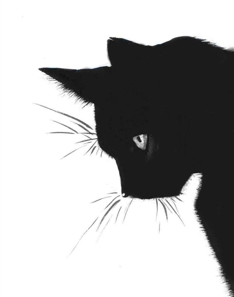 Cat Print Black Cat Printable Art Cat Art Art Print Wall Etsy