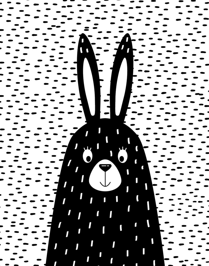 Nursery Prints Set Of 3 Black and white Prints Cute Animal Etsy