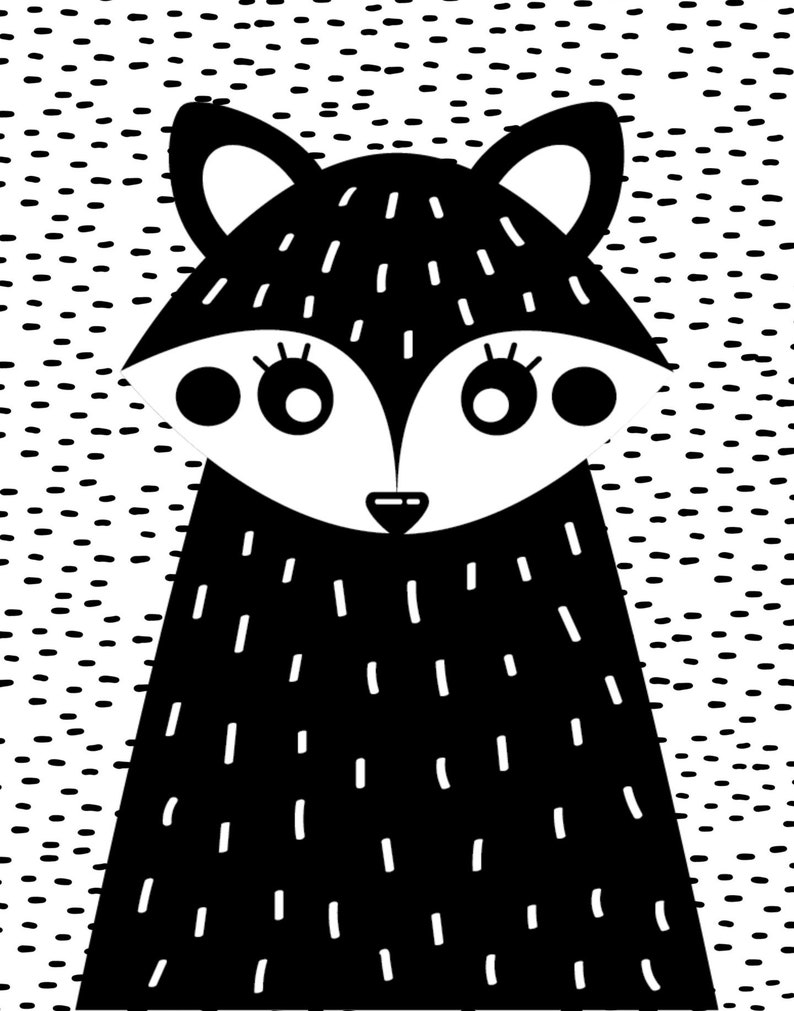 Nursery Prints Set Of 3 Black and white Prints Cute Animal Etsy