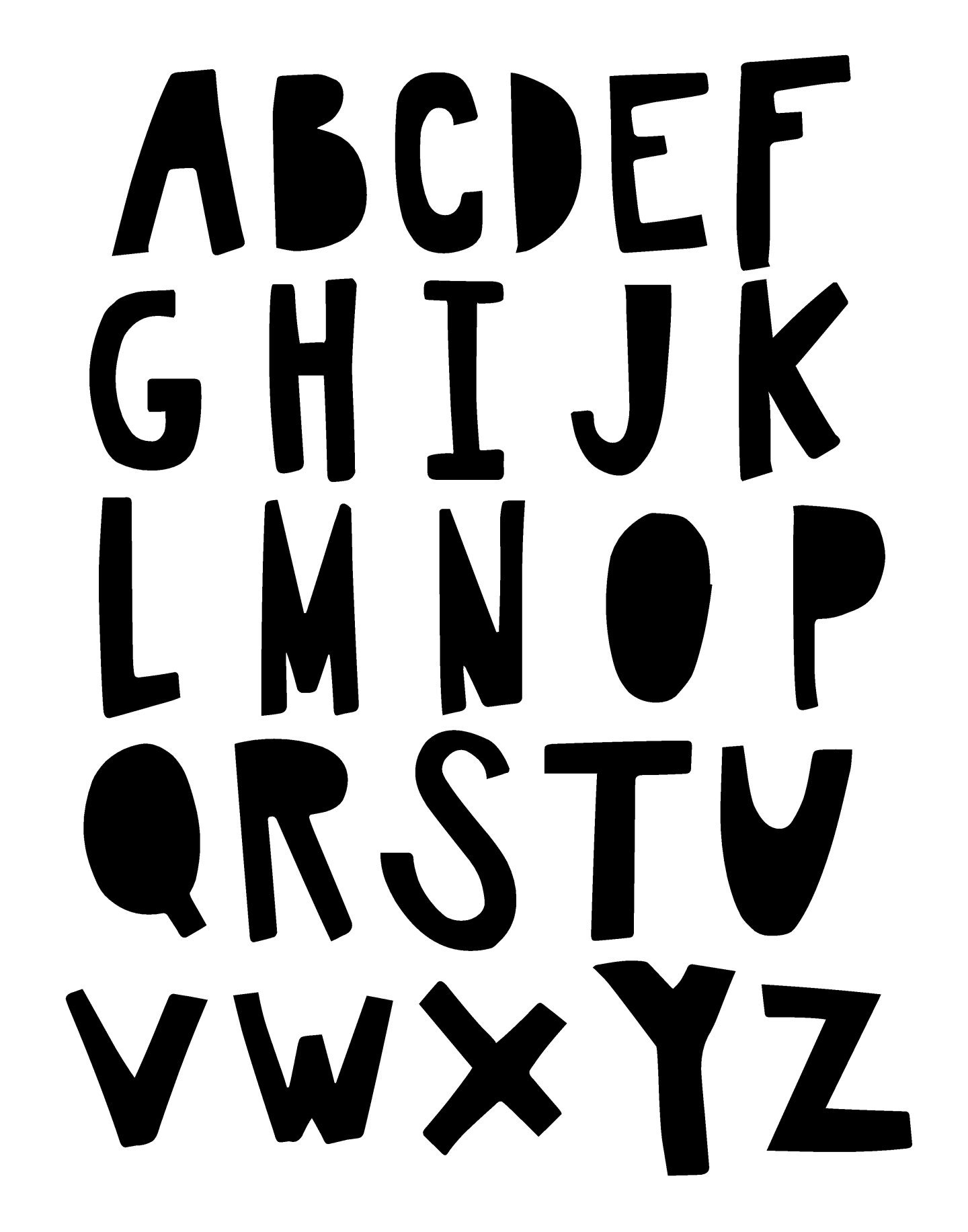 Alphabet Art Print Black And White Printable Art Nursery | Etsy