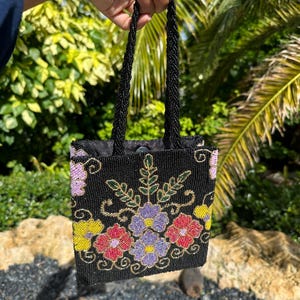 Handgemachte Perlen Schwarze Tasche