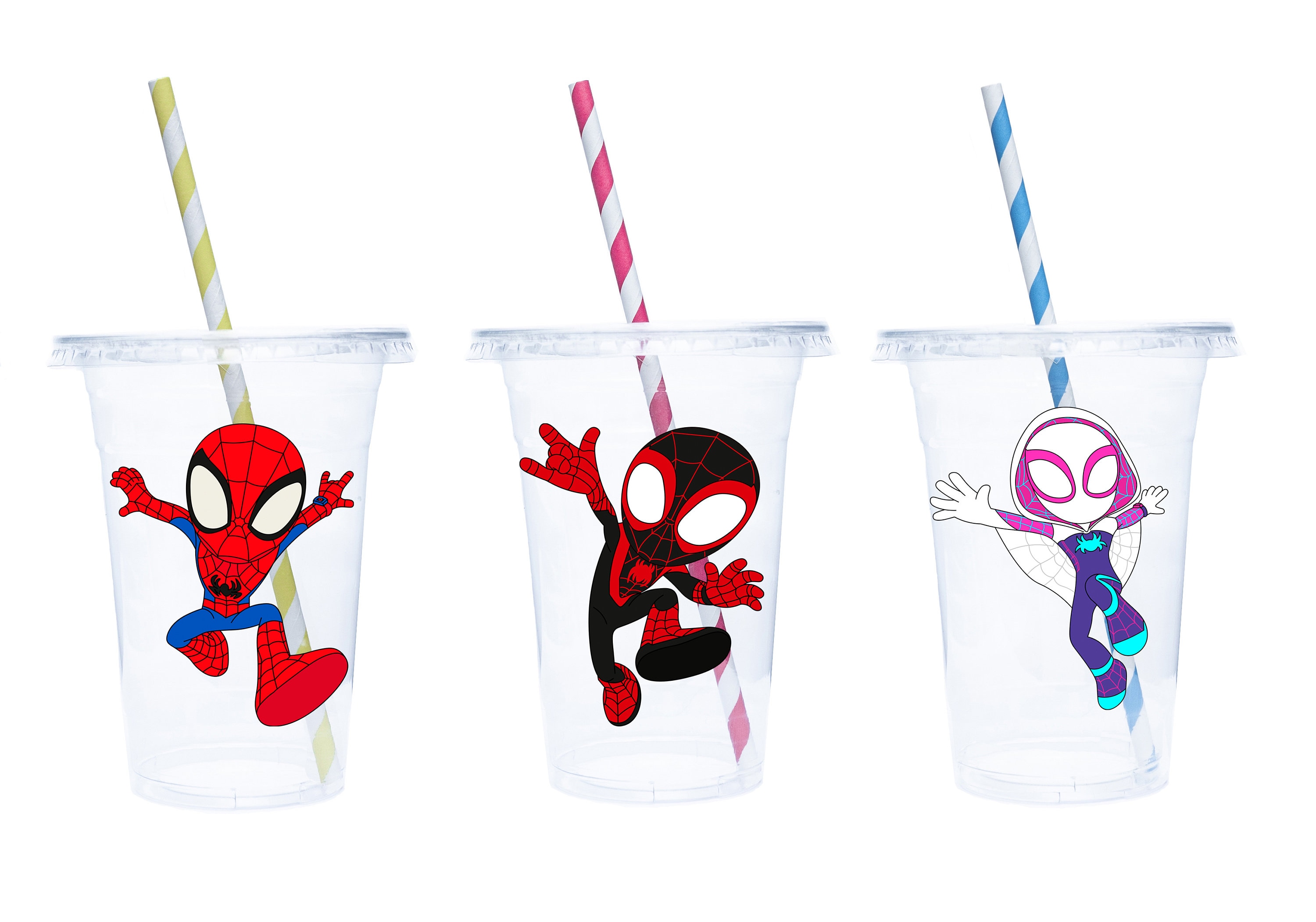Lot of 2 Marvel Amazing Spider-Man Sippy Cups w/ stoppers and