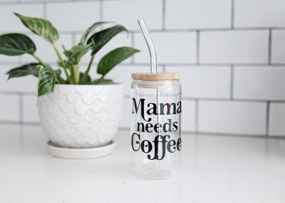 Mama Needs Coffee Beer Glass Coffee Cup Mug, Iced Coffee Beer Glass Mug