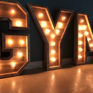 30 Lighted Marquee Letters Large Wood Letters Marquee Lights Light Up Letters Wedding Letters Event Decor Large Marquee Letters image 3