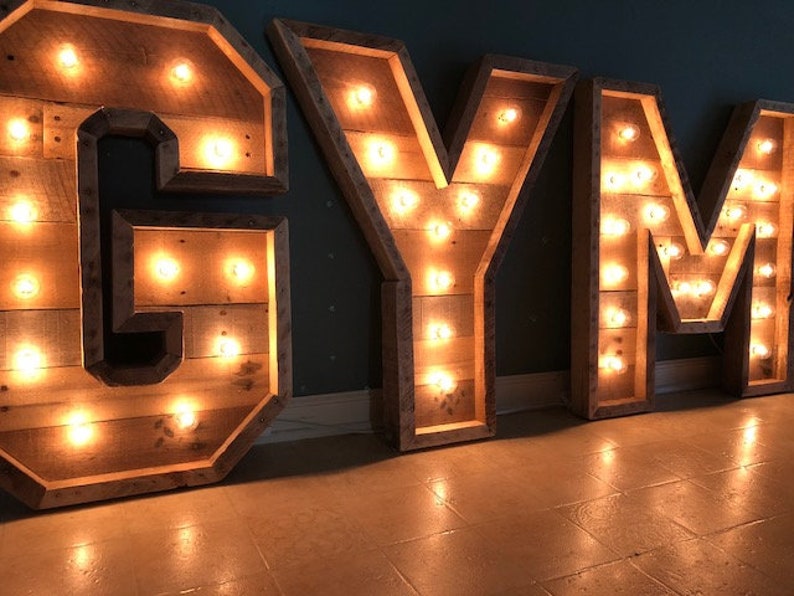 30 Lighted Marquee Letters Large Wood Letters Marquee Lights Light Up Letters Wedding Letters Event Decor Large Marquee Letters image 3