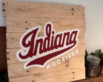 Indiana Hoosiers reclaimed wood sign