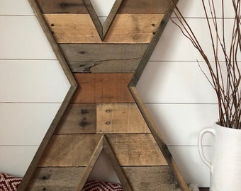 24" X | Reclaimed Wood Letter | Wood Letter X | Farmhouse Decor | Gallery Wall | Initial | Reclaimed Wood Decor | 2 ft tall | Rustic Initial