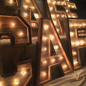 30 Lighted Marquee Letters Large Wood Letters Marquee Lights Light Up Letters Wedding Letters Event Decor Large Marquee Letters image 2