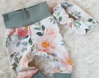 Newborn baby girl leggings - Floral baby pants - Baby girl coming home outfit - New baby gift - Take home outfit - Baby shower gift