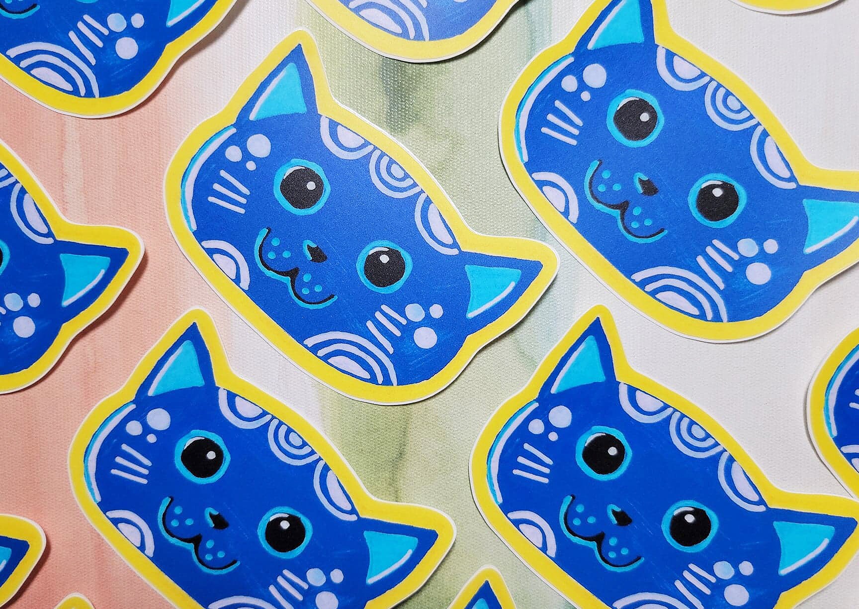 Blue Cat Sticker
