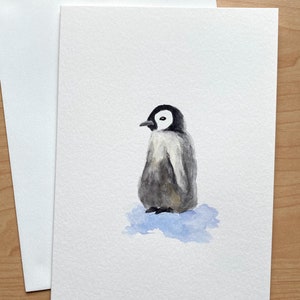 Handgemalte Baby Pinguin Karte, Original Aquarell Karten, Handgemalte Karte, Handgemachte Karte, Aquarell Baby Pinguin, Süsser Pinguin