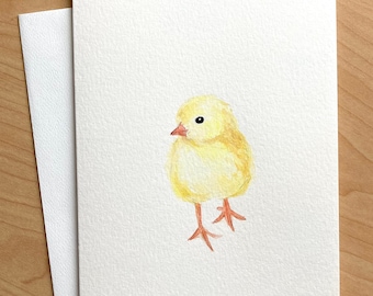 Hand painted Greeting Card, 5x7, Easter Card, Cute Chick Card, Original Watercolor Cards, Handmade Card, Watercolor Chick