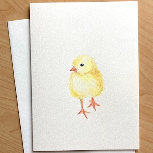 Biglietto d'auguri dipinto a mano, 5x7, biglietto di Pasqua, biglietto con pulcino carino, biglietti acquerellati originali, biglietto fatto a mano, pulcino acquerellato