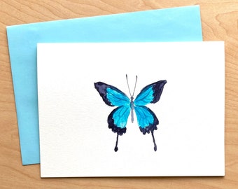 Hand painted Greeting Card, 5x7, Butterfly Blank Card, Original Watercolor Cards, Handmade Card, Butterfly Card, Watercolor butterfly