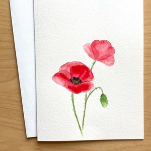 Handgemalte Karte, 13x18, Rote Mohnblumen Karte, Original Aquarell Karten, Handgemachte Karte, Aquarell Roter Mohn, Aquarell Mohnblumen, Rote Mohnblume Karte