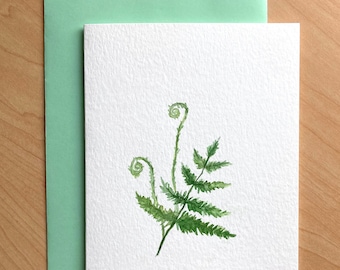Handgemalte Farn Karte, Original Aquarell Karten, Handgemalte Karte, Handgemachte Karte, Aquarell Farn Karte