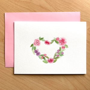 Cartão de felicitações pintado à mão, 5"x7", cartão em branco com rosas, cartões originais em aquarela, cartão floral feito à mão, buquê de rosas em aquarela