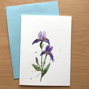 Handgemalte Aquarell Karte, Iris Karte, Blanko Karte, Original Aquarell Karten, Handgemachte Karte, Aquarell Iris, Premium Karten
