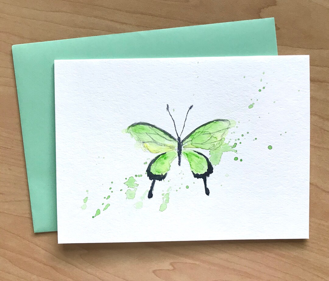 Hand Painted Greeting Card, 5x7, Butterfly Blank Card, Original ...