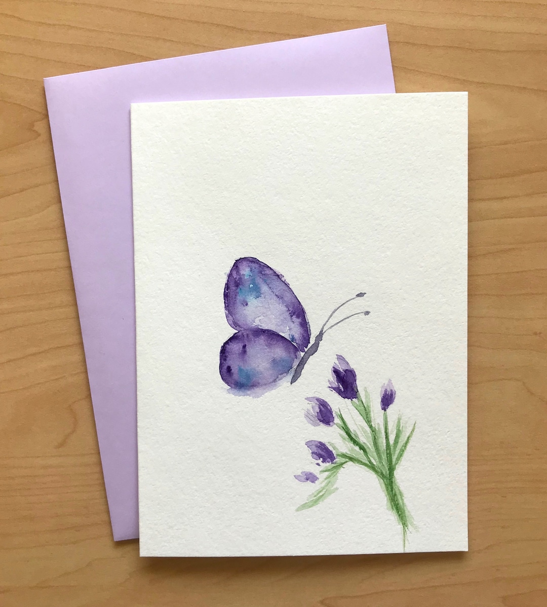 Hand Painted Greeting Card, 5"x7", Butterfly Blank Card, Original ...