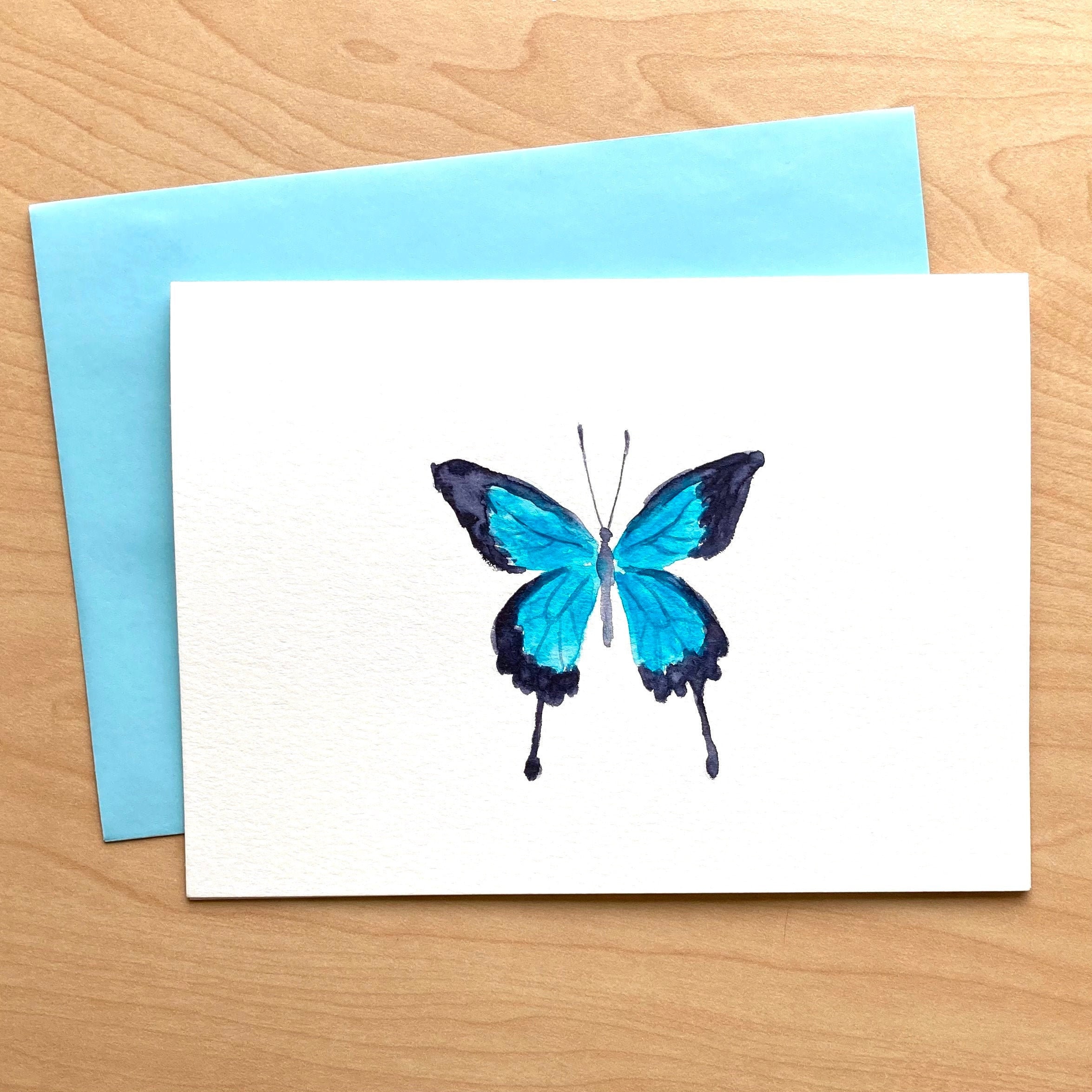 Hand Painted Greeting Card, 5x7, Butterfly Blank Card, Original ...