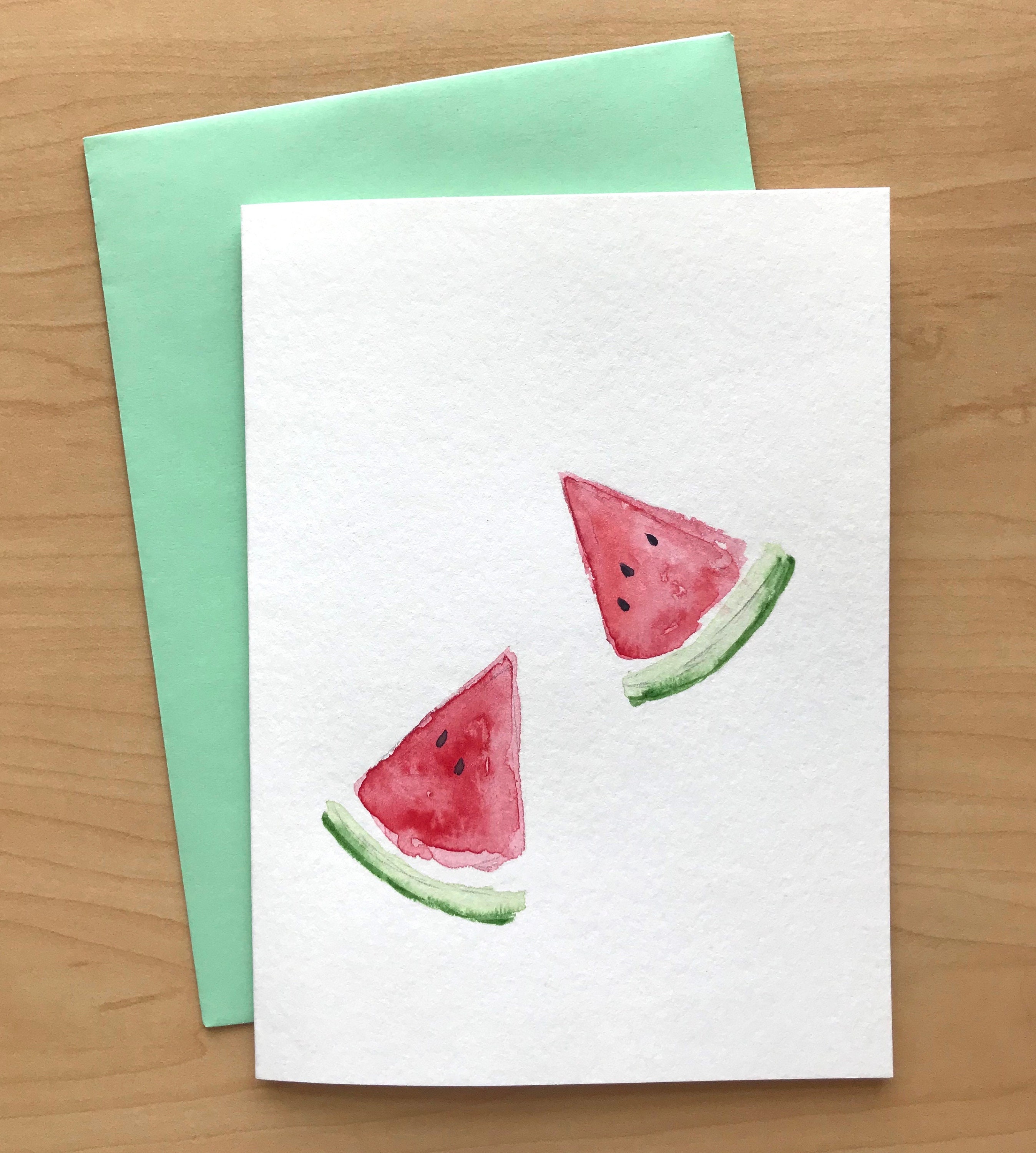 Hand-painted Summer Card, Original Watercolor Watermelon, Hand Painted ...