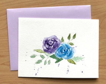 Hand painted Greeting Card, 5x7, Flowers Blank Card, Original Watercolor Cards, Handmade Card